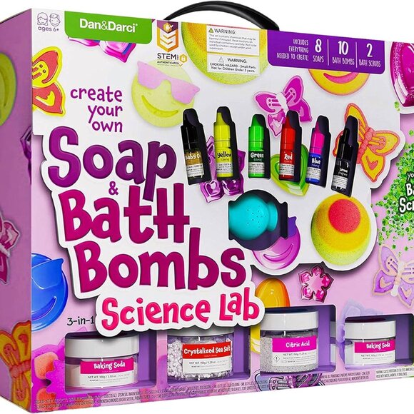 Soap & Bath Bomb Making Kit for Kids, 3-in-1 Spa Science Kits, Craft Gifts for G